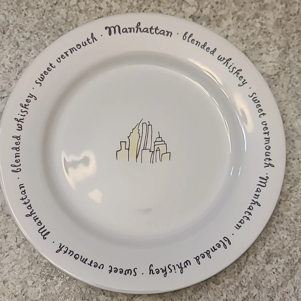 Pottery Barn Cocktail Recipe Plate Set of 4